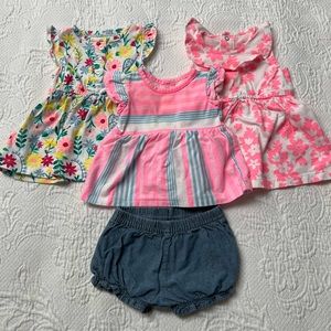 Baby Girl Summer Outfit Bundle (size 3 mos)